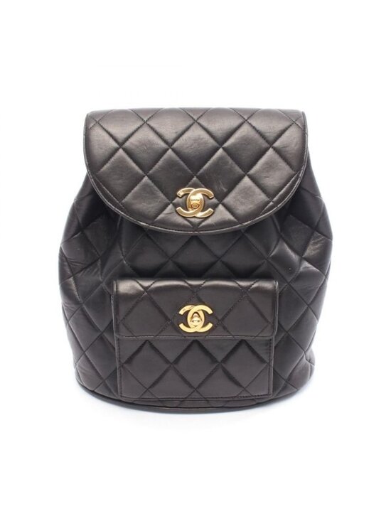 Chanel Rucksack Sac Backpack Quilted Black Lambskin